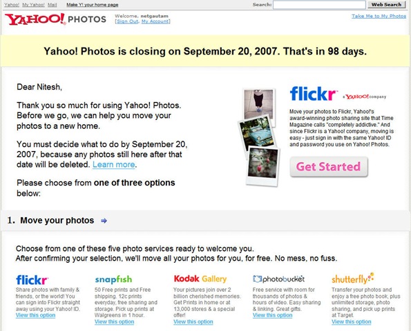 yahoo! photos closing